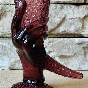 Vintage c1937 Fenton Daisy & Button Art Glass
Cornucopia Wisteria 6" HAND VASE.